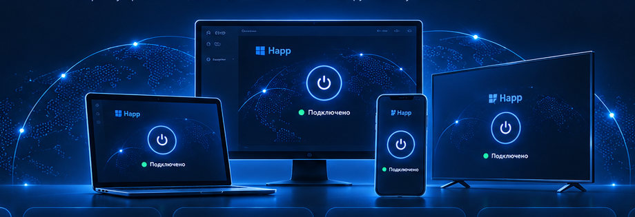 Happ на ноутбуке, мониторе, телефоне, планшете и телевизоре
